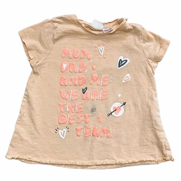 ZARA Coral Puff Print T-Shirt - Picture 1 of 3